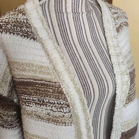 Wild fable open cardigan neutral wool blend sweater women's size M - Picture 3 of 5